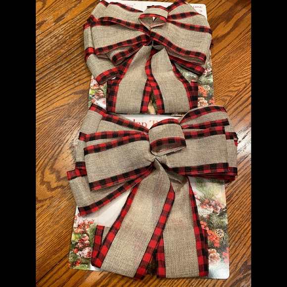 NWT Wonder Weiss  Burlap Tree bow (set of 2) indoor/Outdoor - Picture 1 of 8